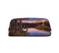 ESNAIUVCD Natura Animale Selvatico Deers Stampa Matita Sacchetto Cerniera Grande Astuccio Lavoro Viaggio - Astuccio Multifunzionale Astuccio Trucchi, Oro, Taglia unica, Beauty Case