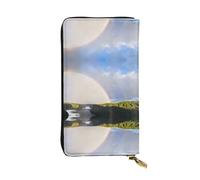 ESNAIUVCD Niagara Falls Stampa Vera Pelle Donna Portafogli Uomo, Multi-Funzionale Clutch Borsa, Zip Intorno Grande Viaggio Cellulare Lungo Portamonete, Nero , Taglia unica