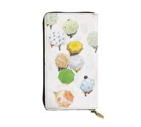 ESNAIUVCD Pittura ad olio di ombrelli su stampa blu chiaro in vera pelle da donna, portafogli da uomo, borsa multifunzionale, cerniera intorno a grandi borse da viaggio per telefoni cellulari lunghi,