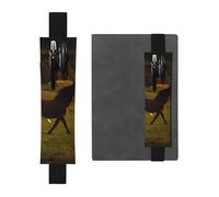 ESNAIUVCD Portapenne regolabile in pelle con stampa di cavalli neri e nuvole rosse, segnalibro, custodia rimovibile per diari e pianificatori manuali, Nero , Taglia unica