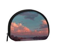 ESNAIUVCD River and The Great Sky Print Mini borsa portaoggetti portatile a forma di conchiglia portafoglio piccolo portamonete borsa portaoggetti