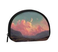 ESNAIUVCD River and The Great Sky Print Mini borsa portaoggetti portatile a forma di conchiglia portafoglio piccolo portamonete borsa portaoggetti