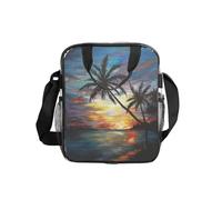 ESNAIUVCD Sacchetto della spesa trasparente del PVC degli uomini delle donne della stampa del tramonto tropicale impermeabile vedere attraverso la borsa, con le maniglie per il pranzo