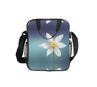 ESNAIUVCD Sacchetto trasparente della spesa del PVC degli uomini delle donne della stampa del narciso bianco impermeabile vede attraverso la borsa, con le maniglie per il pranzo