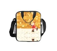 ESNAIUVCD Sacchetto trasparente della spesa del PVC degli uomini delle donne della stampa di Babbo Natale impermeabile vedere attraverso la borsa, con le maniglie per il pranzo