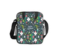 ESNAIUVCD Sacchetto trasparente della spesa impermeabile del PVC degli uomini delle donne della stampa di buon Natale vedere attraverso la borsa, con le maniglie per il pranzo