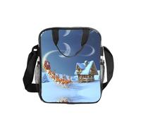 ESNAIUVCD Sacchetto trasparente della spesa impermeabile del PVC degli uomini delle donne della stampa di buon Natale vedere attraverso la borsa, con le maniglie per il pranzo