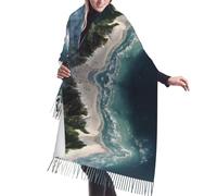 ESNAIUVCD Sciarpa dello scialle delle donne della stampa della costa, sciarpa calda della nappa del cachemire di inverno alla moda alla moda grande