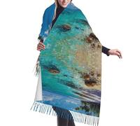 ESNAIUVCD Sciarpa scialle da donna con stampa Reef Beach, alla moda, alla moda, invernale, calda, sciarpa con nappe in cashmere