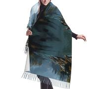 ESNAIUVCD Sciarpa scialle delle donne della stampa del fiume, sciarpa calda della nappa del cachemire di inverno di tendenza alla moda