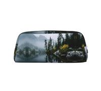 ESNAIUVCD Serene Lake Reflection Print Pencil Bag Zipper Large Pencil Bag Work Travel - Astuccio multifunzionale per matite e trucchi, Argento, One Size, Beauty Case