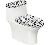 ESNAIUVCD Set di 2 copriwater con stampa palla da calcio in bianco e nero - 2 pezzi, facile da installare, ricambio universale per il bagno