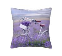 ESNAIUVCD Set di 2 federe copricuscino quadrate con stampa di campo di lavanda, per divano, camera da letto, divano, quattro stagioni, universali