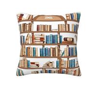 ESNAIUVCD Set di 2 federe decorative per cuscini con stampa di scaffali di libri divertenti, per divano, camera da letto, divano, quattro stagioni, universali
