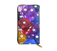 ESNAIUVCD Set di dadi da gioco con stampa in vera pelle da donna, portafogli da uomo, borsa multifunzione, con cerniera intorno al grande telefono cellulare da viaggio lungo portamonete, Nero , Taglia