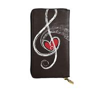 ESNAIUVCD Simboli musicali Love Print vera pelle da donna, portafogli da uomo, multifunzione, con cerniera intorno a grandi dimensioni per telefono cellulare da viaggio lungo portamonete, Nero ,