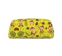 ESNAIUVCD Simpatico astuccio con stampa di scimmie e banane, con cerniera, grande, per lavoro e viaggi, astuccio multifunzione, astuccio per trucchi, Argento, Taglia unica, Beauty Case