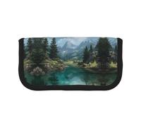 ESNAIUVCD Tranquil Lake Print Pencil Case Big Capacity Pencil Bag Makeup Pouch Durable Studenti Cancelleria con doppia cerniera per scuola/ufficio