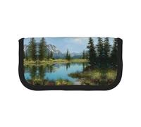 ESNAIUVCD Tranquil Lake Print Pencil Case Big Capacity Pencil Bag Makeup Pouch Durable Studenti Cancelleria con doppia cerniera per scuola/ufficio