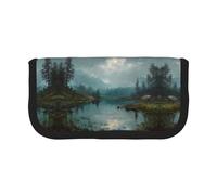 ESNAIUVCD Tranquil Lake Print Pencil Case Big Capacity Pencil Bag Makeup Pouch Durable Studenti Cancelleria con doppia cerniera per scuola/ufficio