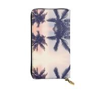 ESNAIUVCD Trees with Sun Print Genuine Leather Women 's,Men's Wallets, Multi-Function Clutch Borse,Zip Around Large Travel Phone Long Money Bags