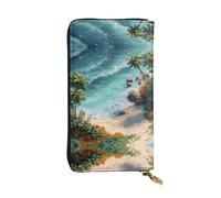 ESNAIUVCD Tropical Beach Print Vera Pelle Donna,Uomo,Multi-Function Clutch Borse,Zip Around Large Travel Phone Long Money Bags
