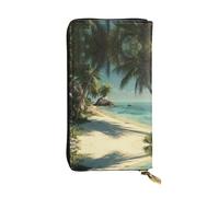 ESNAIUVCD Tropical Beach Print Vera Pelle Donna,Uomo,Multi-Function Clutch Borse,Zip Around Large Travel Phone Long Money Bags
