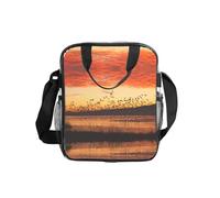 ESNAIUVCD Uccelli Al Tramonto Stampa Uomini Donne Pvc Trasparente Shopping Bag Impermeabile Vedere Attraverso Borsa, Con Maniglie Per Pranzo