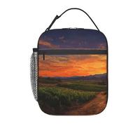 ESNAIUVCD Vineyard Sunset Print Lunch Bag per la scuola bambini ragazzi ragazze piccolo contenitore per il pranzo isolato con borsa regolabile e rimovibile