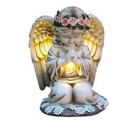 Esncddym Angeli solari per giardino esterno,Angeli solari per cimitero,Decorazione da giardino con angelo in preghiera in resina con luci solari - Decorazioni per cimiteri, decorazioni da giardino,