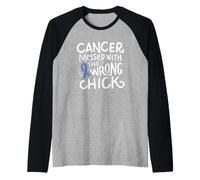 Esofageo Cancro Consapevolezza Sopravvissuto Lotta Chemo Nastro Blu Maglia con Maniche Raglan