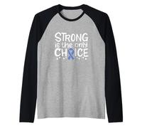 Esofageo Cancro Consapevolezza Sopravvissuto Lotta Chemo Nastro Blu Maglia con Maniche Raglan