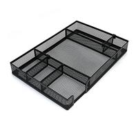EsOfficce Vassoio organizer da scrivania con scomparti regolabili, 6 cassetti in rete metallica a griglia, set multiuso per ufficio, casa, materiale scolastico, 31 x 22 x 3 cm