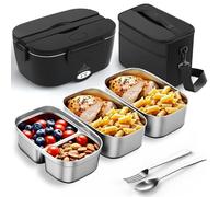 ESOHOT Scaldavivande Elettrico Portatile,120W Scalda Vivande Portatile Elettrico Riscaldamento Ultrarapido 12V/24V/230V Porta Pranzo Riscaldabile per Viaggi, Lavoro, Auto, Camion (1,5L x 3)