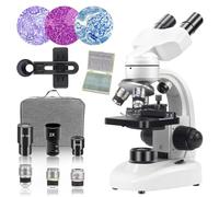 Esoldnic Microscopio binoculare composto 40X-2000X per l'educazione a casa di laboratorio scolastico, Microscopio per bambini studenti adulti, platino meccanico, con set di lame di microscopio