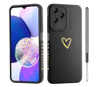 ESONG Cover per Realme Note 50/Realme C51/Realme C60 4G Custodia con Forma di Cuore d'Amore Dorato,per Donne/Ragazze,Custodia in Sottile Morbida Silicone TPU Antiurto Protettiva Bumper Shell -Nero