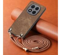 ESONG Cover per Xiaomi Poco X7/Redmi Note 14 Pro 5G Case con Cordino Cinturino,Custodia In Pelle Caso per Donna ragazze Con Tracolla Collana,Catena Laccio Case,Ultra Sottile Antiurto Shell Marrone