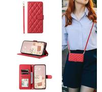 ESONG Cover Portafoglio per Honor 400 Smart/Honor X7D 5G con Cinturino,Custodia A Libro In PU Pelle Flip Cover,Caso Antiurto Case per Donna Con Slot Per Schede,Magnetica,Supporto Rosso