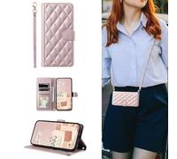 ESONG Cover Portafoglio per Samsung Galaxy A34 5G con Cinturino,Custodia A Libro In PU Pelle Flip Cover,Caso Antiurto Case per Donna Con Slot Per Schede,Magnetica,Supporto Rosa