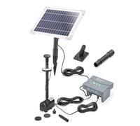 esotec Set di pompa solare per laghetto 6/225 con batteria LiFePO4 da 4 Ah, pompa solare per laghetto da 225 l/h, anello luminoso a LED, gioco d'acqua per vasca o laghetto fino a 1000 l 101023