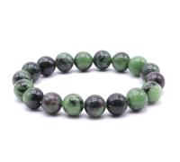 ESOTERICO SHOP Bracciale Elastico in Zoisite Rubino con perle 10mm