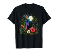 Esotico Uccello Cassowary sotto Flora Luna Piena Maglietta
