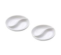 esowemsn 2 piatti da portata rettangolari in ceramica da 8,9 cm, a 2 scomparti, per antipasti, spezie, aceto, noci, salsa, per casa, cucina, ristorante