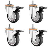 ESOYAWE 63 75 100 125 Mm Ruote Pivottanti Per Mobili E Carrelli Set Di 4, Ruote Girevoli Con Perno Filettato M10 M12, Silenzioso Liscio TPR Gomma Ricambio A Rotelle, Girevole A 360° Con Freno