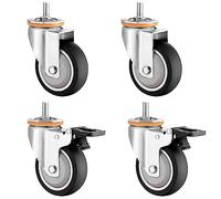 ESOYAWE 63 75 100 125 Mm Ruote Pivottanti Per Mobili E Carrelli Set Di 4, Ruote Girevoli Con Perno Filettato M10 M12, Silenzioso Liscio TPR Gomma Ricambio A Rotelle, Girevole A 360° Con Freno