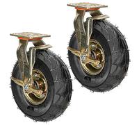 ESOYAWE Ruote Girevoli Pesanti da 2 Pezzi Ø 200 Mm 250 Mm, Silenzioso Ruota Gonfiabile di Gomma con Freno, Ruota Industriale con Piastra Girevole, per Carrello E Mobili, capacità di Carico 200KG