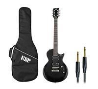 ESP LTD EC-10 - Kit chitarra elettrica con custodia, colore: Nero + cavo jack Keepdrum