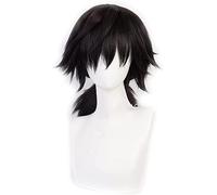 ESPADE 2022 Cos Wig Cosplay Kimetsu No Yaiba Tomioka Giyuu Capelli Neri a Coda di Cavallo Parrucche Sintetiche Resistenti al Calore for Costumi da Donna