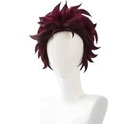ESPADE 2022 Cos Wig : Kimetsu No Yaiba Tanjiro Kamado Parrucca Corta for Capelli castani Resistenti al Calore