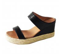 Espadrillas casual da donna, sandali con zeppa e punta aperta, sandali estivi classici da spiaggia, comodi pantofole antiscivolo per il tempo libero ortesi con supporto per arco plantare, scarpe per